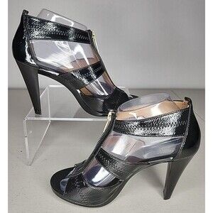 MICHAEL KORS Berkeley BLACK PATENT LEATHER ZIP FRONT PUMPS SIZE 8 M PW16G